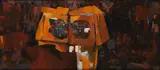 Buck Nin, Ochre Symphony, oil on board