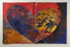 Philipa Blair, French Heart Book, acrylic on unstretched canvas