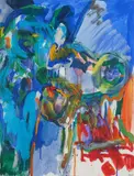 Allen Maddox, Untitled, oil and metallic pigment on canvas paper