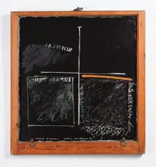 Ralph Hotere, Towards Aramoana, acrylic on board in Colonial sash window frame