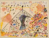 John Olsen, Man and Landscape, pastel on paper