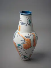John Crawford, Lathe turned vase, with applied pigment