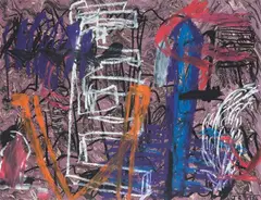 Untitled by John Reynolds, oilstick on marbled paper, sold May 2023