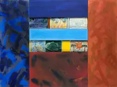 John Papas, Untitled, acrylic on canvas with ceramic tiles