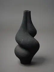 Rick Rudd, Raku fired vase, of twisting spiral form