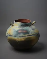 Steve Fullmer, Large Twin Handled Vase, painted earthenware