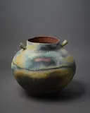 Steve Fullmer, Large Twin Handled Vase, painted earthenware