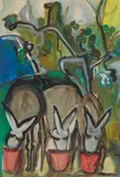 Natalie Findlay, Donkeys, monoprint with oil wash on paper