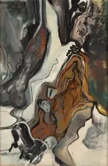 Natalie Findlay, Rocks and Roots, oil on canvasboard