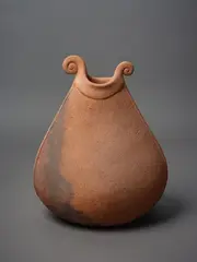 Sue Wallis, Untitled - Terracotta vase, decorated with Koru forms