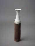 John Campbell, Bottle vase, elongated body with serrated pattern and fluted top