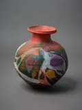 Barry Ball, Abstract Patterned Vase, earthenware with applied pigment