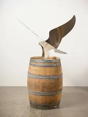 Fred Graham, Kahu, stainless steel on wine barrel, unique (2022)