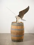 Fred Graham, Kahu, stainless steel on wine barrel, unique (2022)