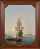 Everhardus Koster, The Arrival of Abel Tasman in New Zealand, oil on canvas