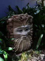 Roy Cowan, An impressive Midas Head garden sculpture, in salt glaze