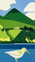 Robin White, White Oyster Catcher and Harbour Cone, screenprint, 47/50