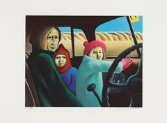 Michael Smither, Family in the Van, screenprint, 34/88
