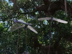 Stuart Angus, Three Herons, copper (from hot water cylinders) and steel mesh