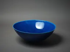 Hemispherical bowl by Len Castle, with alkaline blue glaze, sold Mar 2023