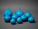 Peter Collis, Nine orb vases, with turquoise glaze