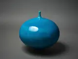 Peter Collis, A large spire orb vase, with bright turquoise glass glaze