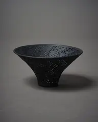 Sandra Black, Small flared Zig Zag vessel, porcelain