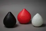 Lyndsay Patterson, Red, Black and White vases, hand-etched and blown glass, three parts