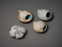 Three salt pourers by Len Castle, together with an incense holder, sold Mar 2023