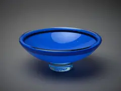 Hoglund, Small blue glass bowl, label to underside