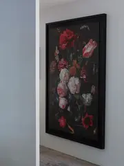 Jan Davidsz. de Heem, Still Life with flowers in a glass vase' (from Auckland Art Gallery Dutch Masters exhibition), screenprint with cardboard tiles on backing board