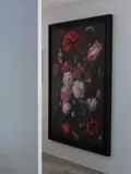 Jan Davidsz. de Heem, Still Life with flowers in a glass vase' (from Auckland Art Gallery Dutch Masters exhibition), screenprint with cardboard tiles on backing board