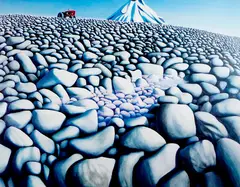Rocks with Mountain by Michael Smither, screenprint, sold Mar 2023