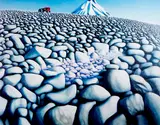 Michael Smither, Rocks with Mountain, screenprint