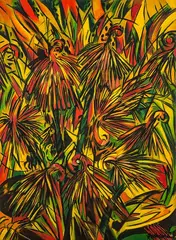 Dean Buchanan, Red Hot Pokers, oil on canvas