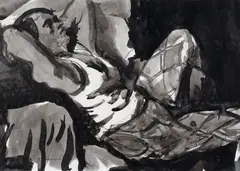 Donogh Reclining by Richard McWhannell, ink on paper, offered Feb 2023