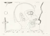 Tony de Lautour, Smoking Head, etching, 2/24