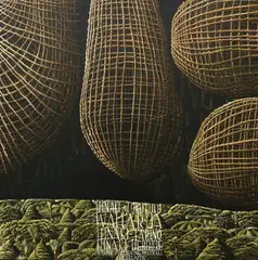 Mark Wooller, Eel Pots, oil on canvas