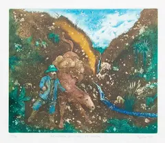Gary Tricker, Arawata Bill and His Horse, etching, 2/36
