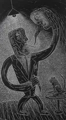 Norman Catherine, Eye to Eye, linocut, 2/25