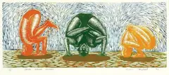 Brian Campbell, Various Awkward Positions, linocut, 11/12