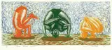 Brian Campbell, Various Awkward Positions, linocut, 11/12