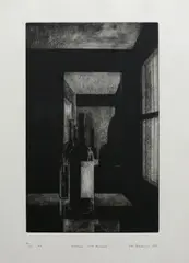 John Drawbridge, Interior with Bottles, mezzotint, AP, edition of 100