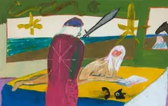 Christmas Day by Jeffrey Harris, mixed media on paper, offered Feb 2023