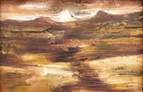 Suzanne Goldberg, Distant Cones, oil on board