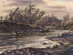 Rudolf Gopas, The River, watercolour
