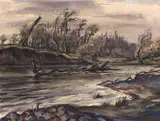 Rudolf Gopas, The River, watercolour