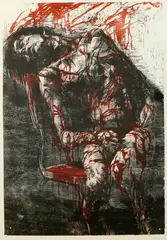 Sam Harrison, Seated Christ, woodcut on Fabriano, 2/16