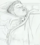 George Woods, Sleeping Boy, graphite on paper