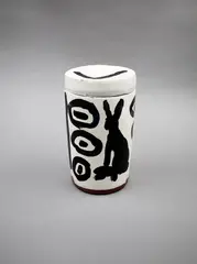 Rabbit Pot with Lid by Martin Poppelwell, glazed earthenware, offered Nov 2022